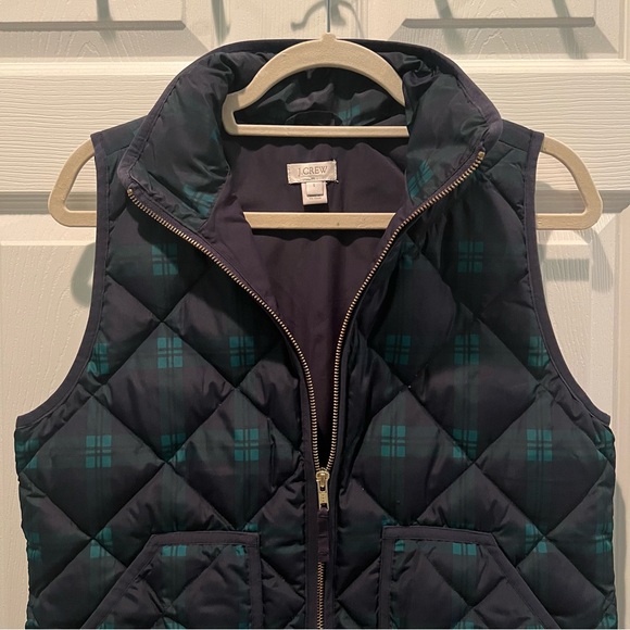 J. Crew Puffer Vest in Blue & Green Plaid Size S - Picture 2 of 7